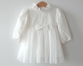 Warm fleece lining - Ann christening gown, formal dress, girl's dress, baby dress
