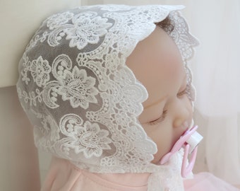 Livia baby christening hat bonnet lace Lace