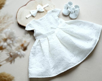 3 parts Christening gown with/without headband and shoes
