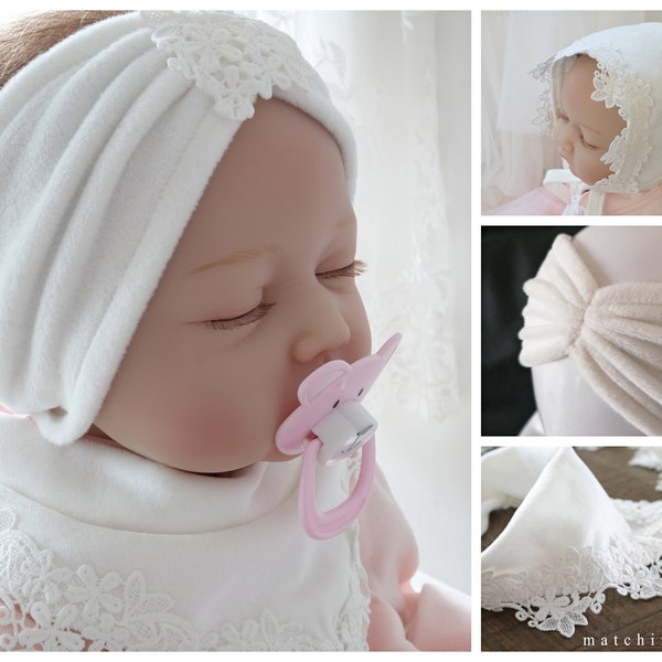 BoleFo Fleece Turban Headband Christening Cap Scarf