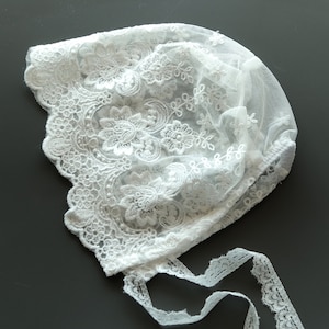 Miia Christening Hat Bonnet Bib Lace