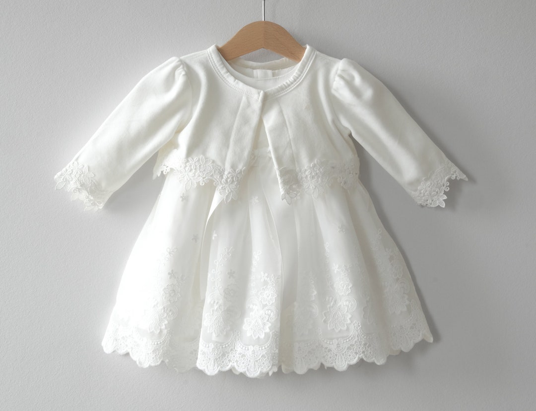 Robe De Soirée Bébé Fille Kimbalo 18-24 Mois Blanc - Dentelle, Doublée, Pour Baptême Ou Fête, Comme Neuve