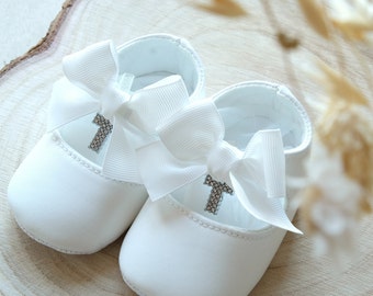 Christening shoes baby shoes with christian / orthodox cross