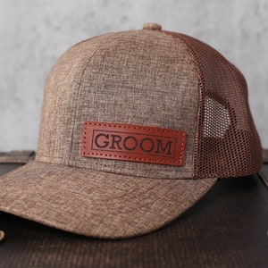 Custom Groom Gift, Wedding Party Hats, Trucker Snapack Hats, Personalized Groomsmen Hats, Leather Patch Hats, Groomsman Hats, Best Man Gift