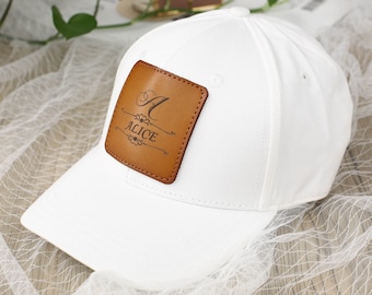 CUSTOM Bridal Party Hats, Wedding Snapback Hats, Custom Bridesmaid Hats, Custom Leather Patch Hats, Personalized Wedding Party Trucker Hat