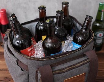 Borsa termica per birra personalizzata, regalo per gli sposi, borsa termica per il pranzo con monogramma, regalo personalizzato per uomo, borsa termica per gli sposi, regalo unico per ragazzi