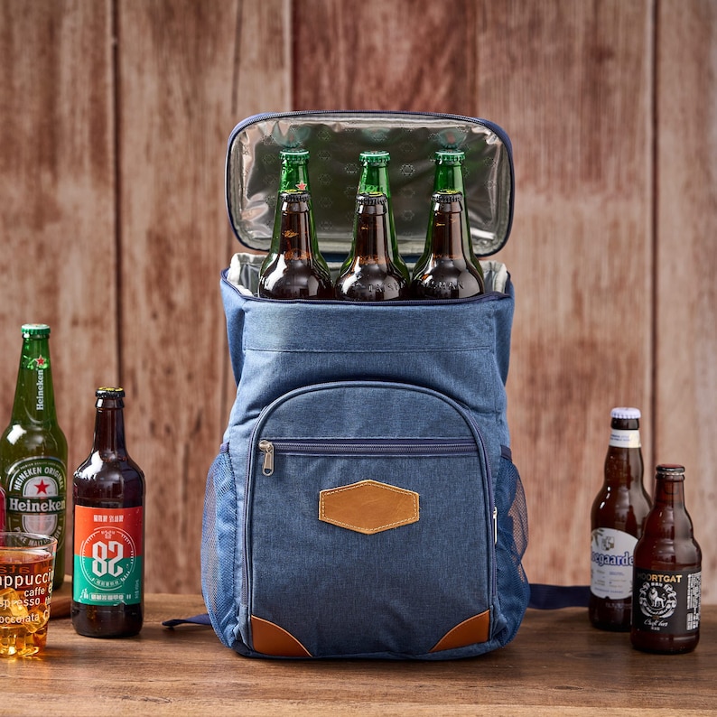 Personalized Groomsmen Gift Bag Custom Cooler Backpack Groomsman Gift Insulated Cooler Beer Bag Hiking Cooler Bag Father's Day Gift for Him Blue