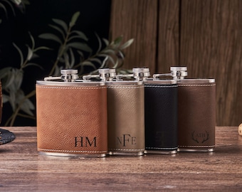 Personalized Flask for Men Leather Flask Flask Personalized Flask Leather Flasks for Groomsmen Groomsman Gift Personalized Gift for Dad