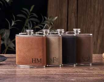 Personalized Flask for Men Leather Flask Flask Personalized Flask Leather Flasks for Groomsmen Groomsman Gift Personalized Gift for Dad