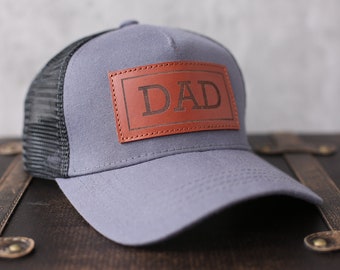 Custom Trucker Hat for Pops, Father's Day Gift, Grandpa Gift, Gift for Dad, Gift for Pops, Leather Patch Hat for Groom, Groomsmen, Best Man