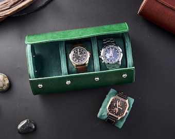 Personalized Leather Watch Box, Custom Leather Watch Box, Engraved Groomsman Watch Case Gift,Travel Watch Organizer Gift For Him,Groom Gift