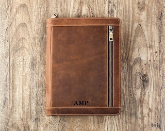 Personalized Gifts for Groomsman Distressted Leather Padfolio Monogrammed Leather Portfolio for Men iPad Organizer Leather iPad Case
