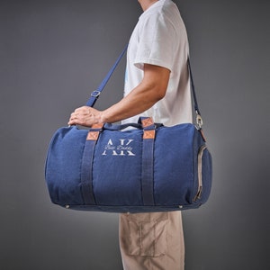 Canvas Duffel Bag Personalized Holiday Gift Christmas Gift For Him Embroidered Mens Duffel Bag Travel Overnight Bag Travel Bag Holiday Gift