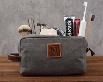 Personalized Toiletry Bag Shaving Kit Men Monogrammed Groomsmen Gift Father&#39;s Day Gift Groomsman Gift Custom Canvas Dopp Kit Christmas Gifts