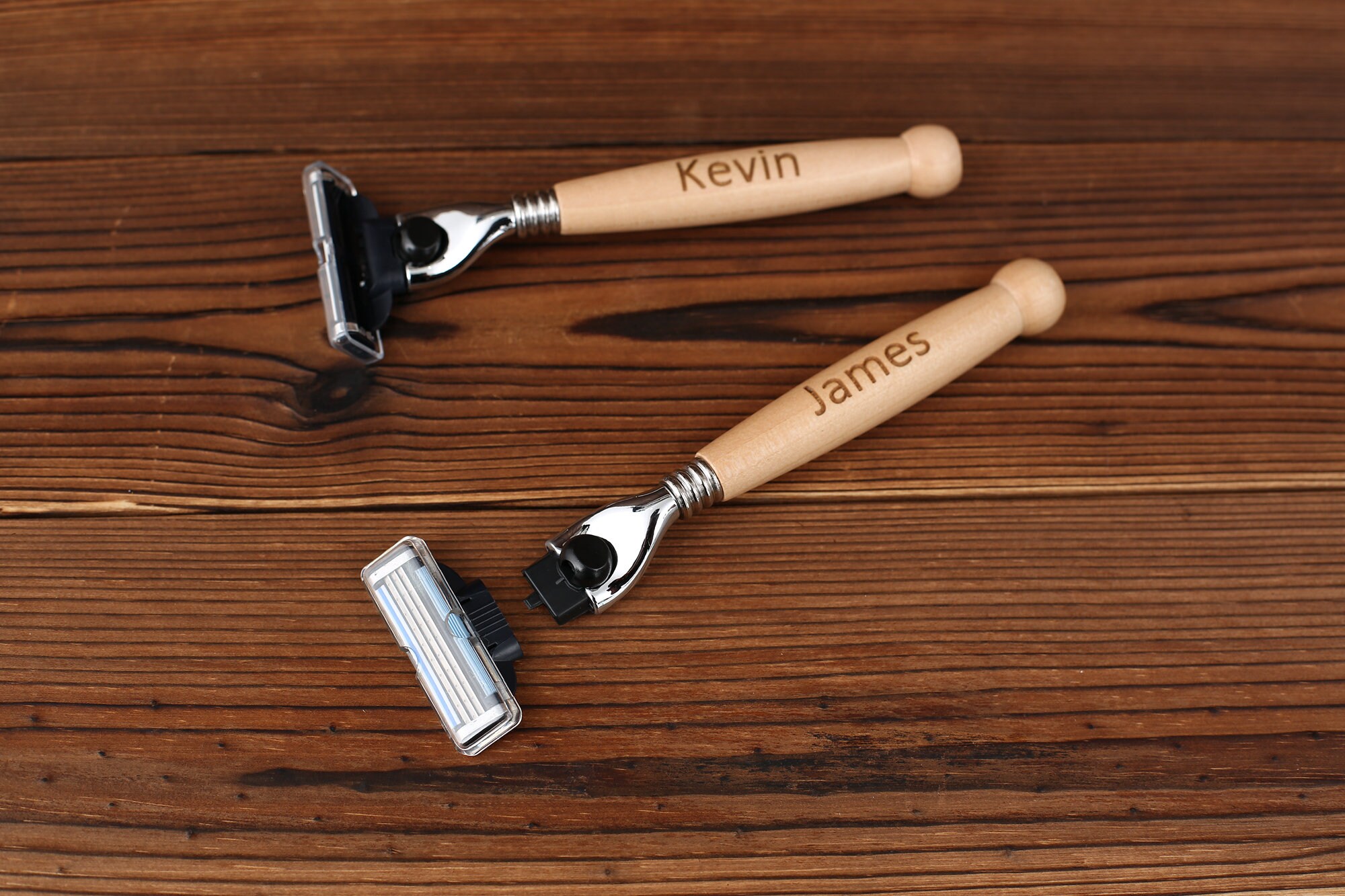 Personalized Razor With Wood Handle, Shaving Brush, Safety Razor for ...