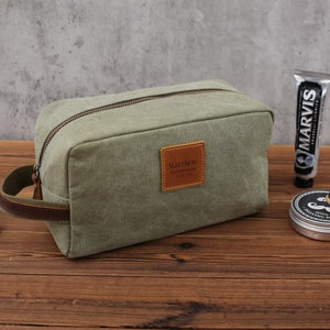 Gewaschene Leinwand Dopp Kit, Kosmetiktasche, Rasierset, Reisetasche, Dopp Kit Men