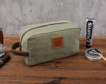 Washed Canvas Dopp Kit, Makeup Bag, Shaving Kit, Travel Case, Dopp Kit Men