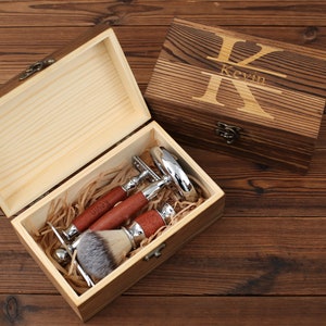 Personalized Groomsmen Gift, Men&#39;s Shaving Kits, Travel Shaving Sets, Birthday Gift Ideas, Clean Shave Set, Custom Wood Handle Shave Razors