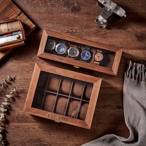 Custom Engraved Watch Box | Gift for Dad | Birthday Gift for Men | Personalized Watch Storage Case| Fathers Day Gift | Anniversary Gift