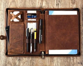 Distressted Leather Padfolio Monogrammed Leather iPad Case for Men iPad Organizer Leather iPad Holder Personalized Gifts for Groomsman