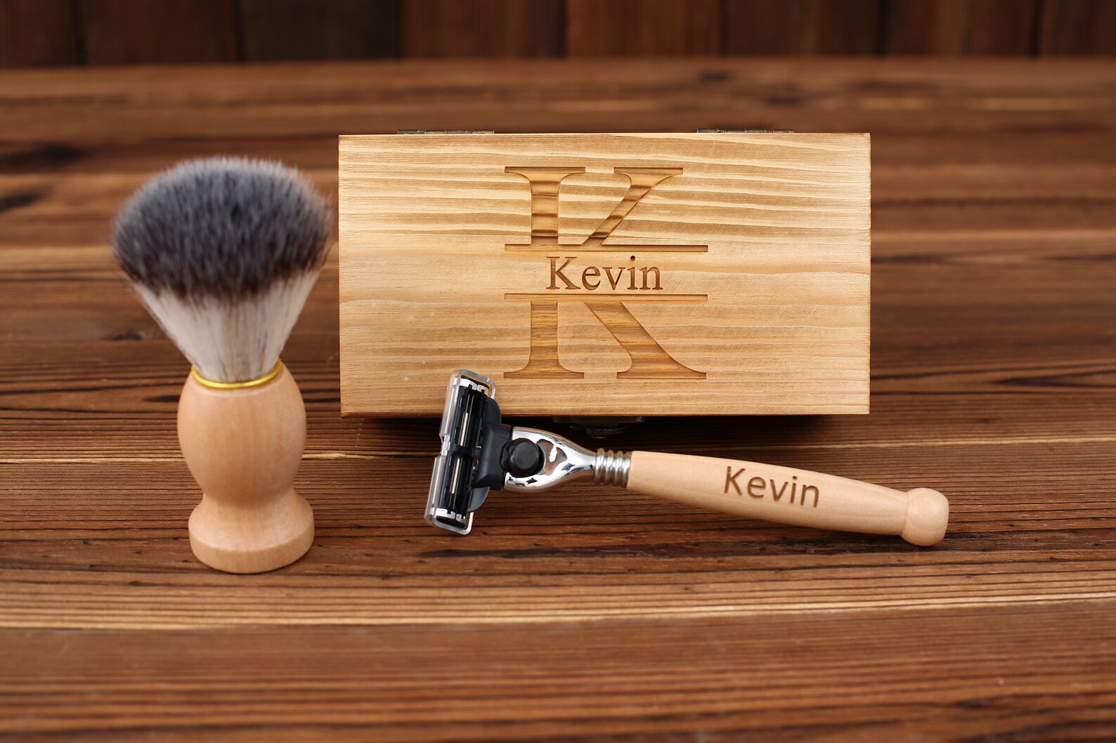 Personalized Razor With Wood Handle, Shaving Brush, Safety Razor for ...
