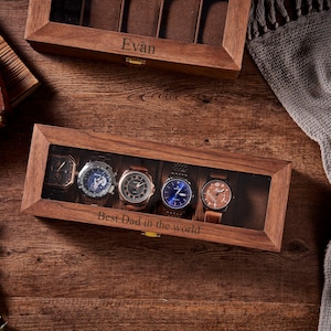 Scatola porta orologi personalizzata con incisione in legno, regalo di Natale, regalo di Natale personalizzato, regalo di San Valentino personalizzato, regalo per lo sposo