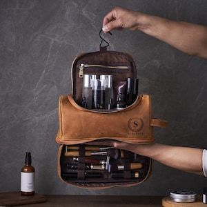 Trousse de toilette personnalisée Cadeaux garçons d'honneur Kit Dopp en cuir Cadeau d'anniversaire homme pour lui Kit Dopp en cuir pleine fleur Meilleur cadeau pour papa