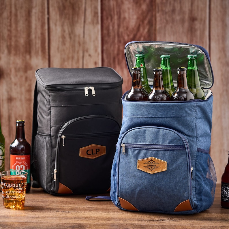 Personalized Groomsmen Gift Bag Custom Cooler Backpack Groomsman Gift Insulated Cooler Beer Bag Hiking Cooler Bag Father's Day Gift for Him Black