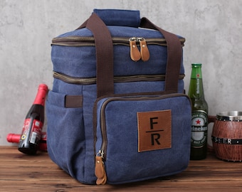 Personalized Beer Cooler Bag, Groomsmen Gift, Monogrammed Insulated Cooler Bag, Custom Gift for Men, Bridesmaid Cooler Bag, Groom Gift