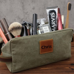 Washed Canvas Dopp Kit, Makeup Bag, Shaving Kit, Travel Case, Dopp Kit Men
