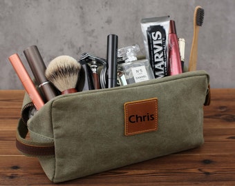 Washed Canvas Dopp Kit, Makeup Bag, Shaving Kit, Travel Case, Dopp Kit Men