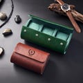 Vegan Leather Watch Roll Personalized Travel Watch Case for Men Custom Watch Box Groom Gift Groomsmen Gifts Fathers Day Gift for Dad