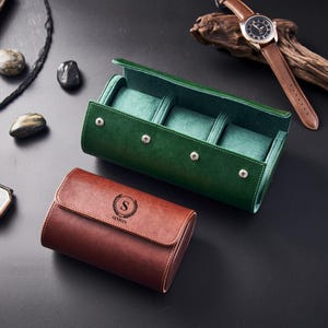 Rotolo per orologio in pelle vegana Custodia per orologio da viaggio personalizzata per uomo Scatola per orologio personalizzata Regalo per sposo Regali per sposo Regalo per la festa del papà per papà