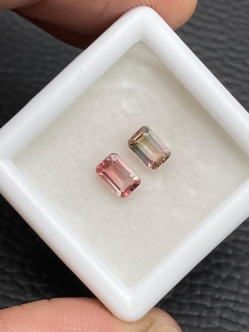 Stone Colour Gradient Natural Bi-color 0.85 Cts Watermelon Tourmaline Octagon Faceted Cut ...