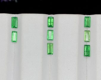 Natural Tsavorite Garnet Gemstone Lot 3.10ct, Its Emerald Cut Is Executed With Precision, 6x3x2mm, Each Gem Display A Lively & Green Color.