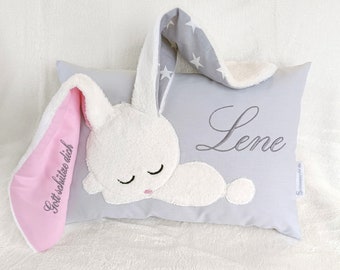 Namenskissen Mädchen Kissen mit Hase Namen Geschenk Geburt Baby kuschelkissen