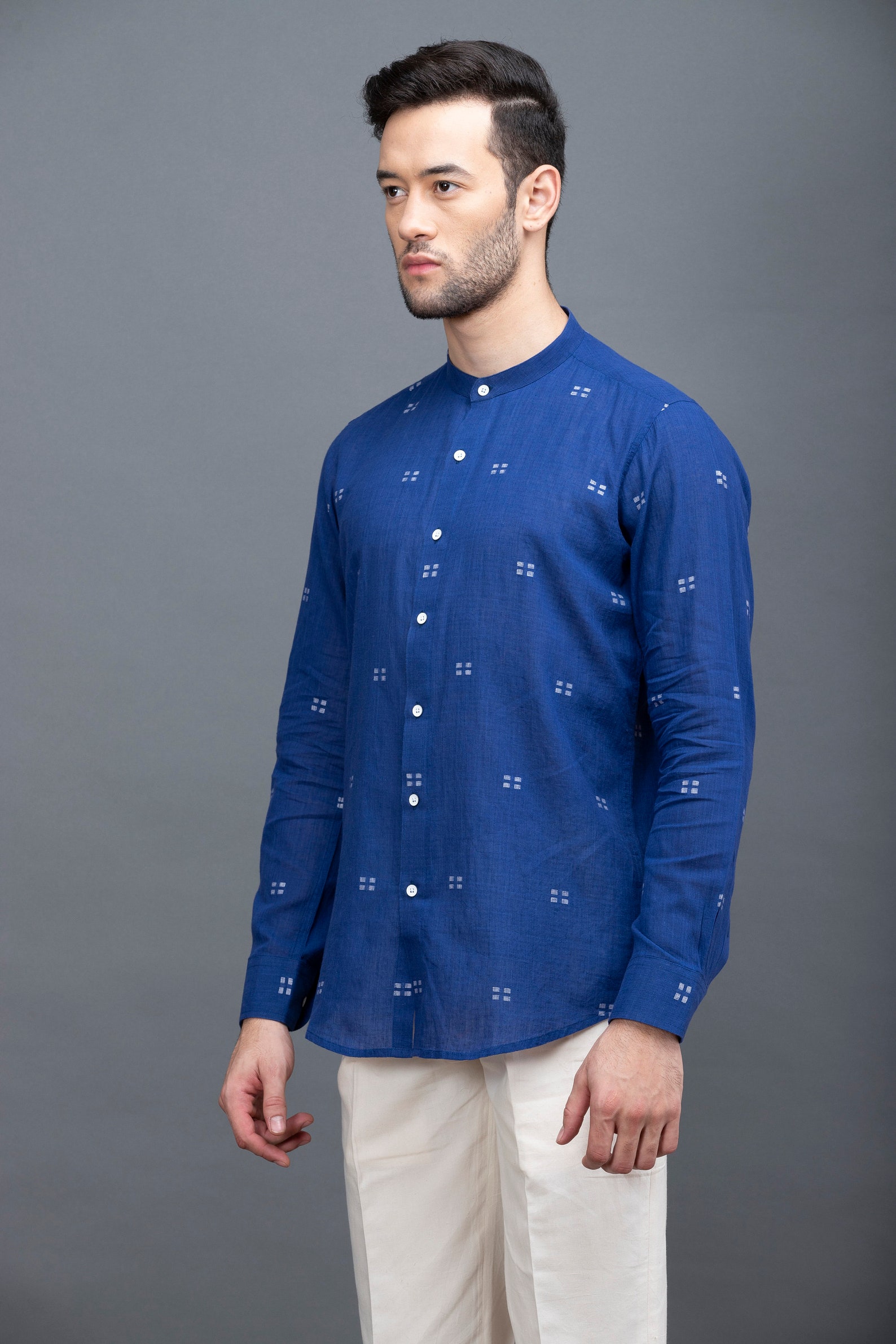 Indigo Heihō Jamdani Khadi Men's Shirt / Handloom Shirt / | Etsy