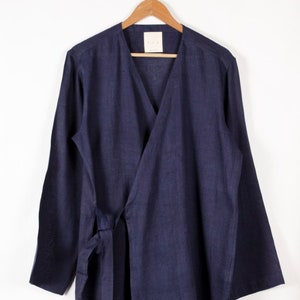 Men's Handwoven Linen Cotton Kimono Robe with Pants / Loose Robe with Pants / Japanese Kimono with Pants / Gifts for him