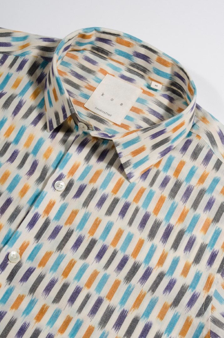 Chiro Multi Ikat Cutaway Collar Shirt / Ikat Shirt / Handmade - Etsy