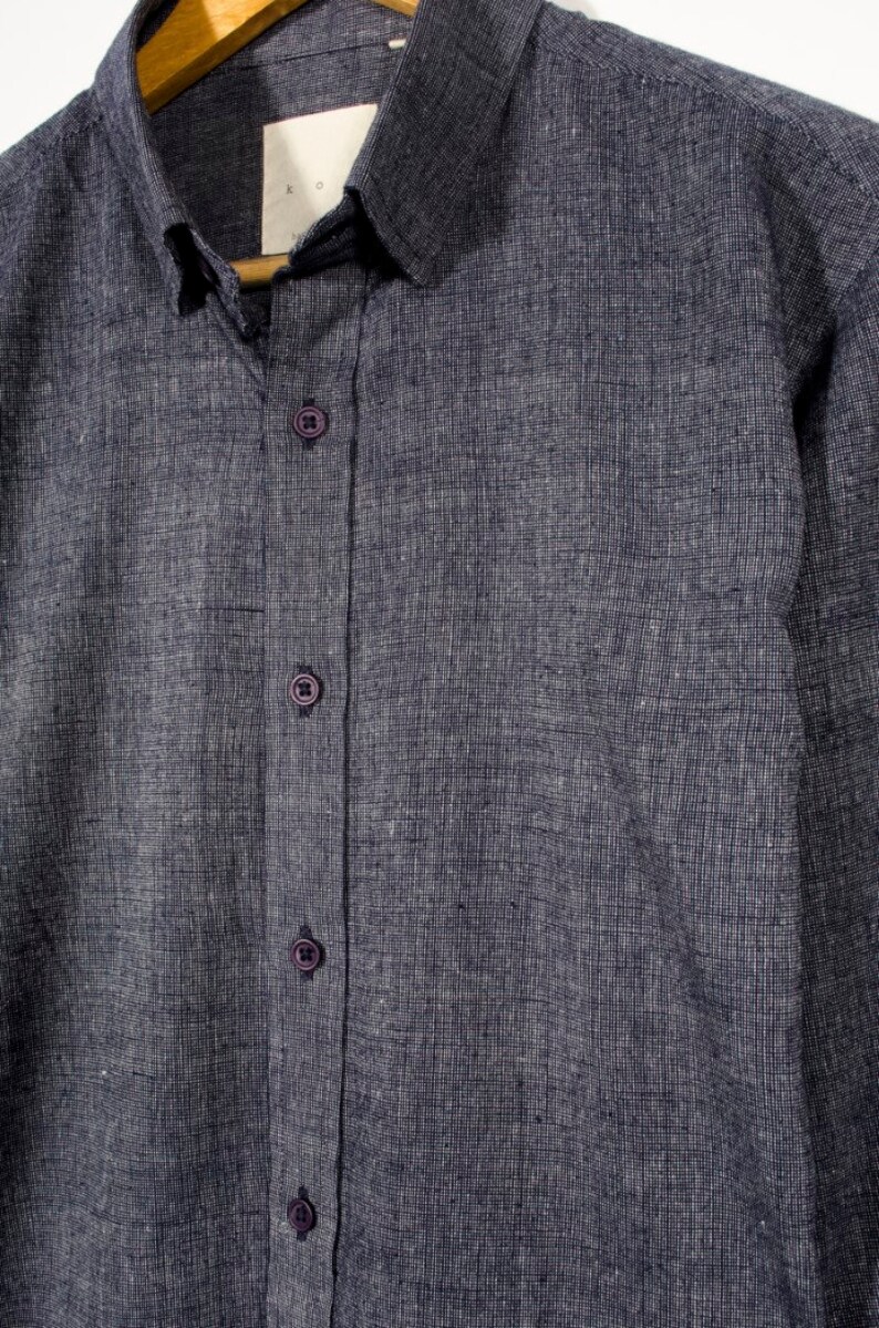 Handwoven Indigo Hidden Button Down Shirt / Men Shirt / Khadi Etsy