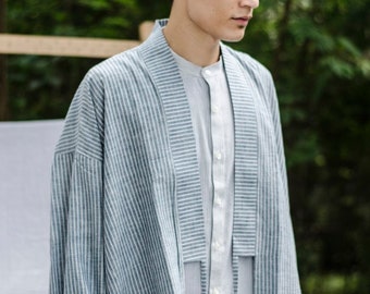 Oversized Khadi Cotton Stripe Kimono Overlay / Handwoven / Kimono