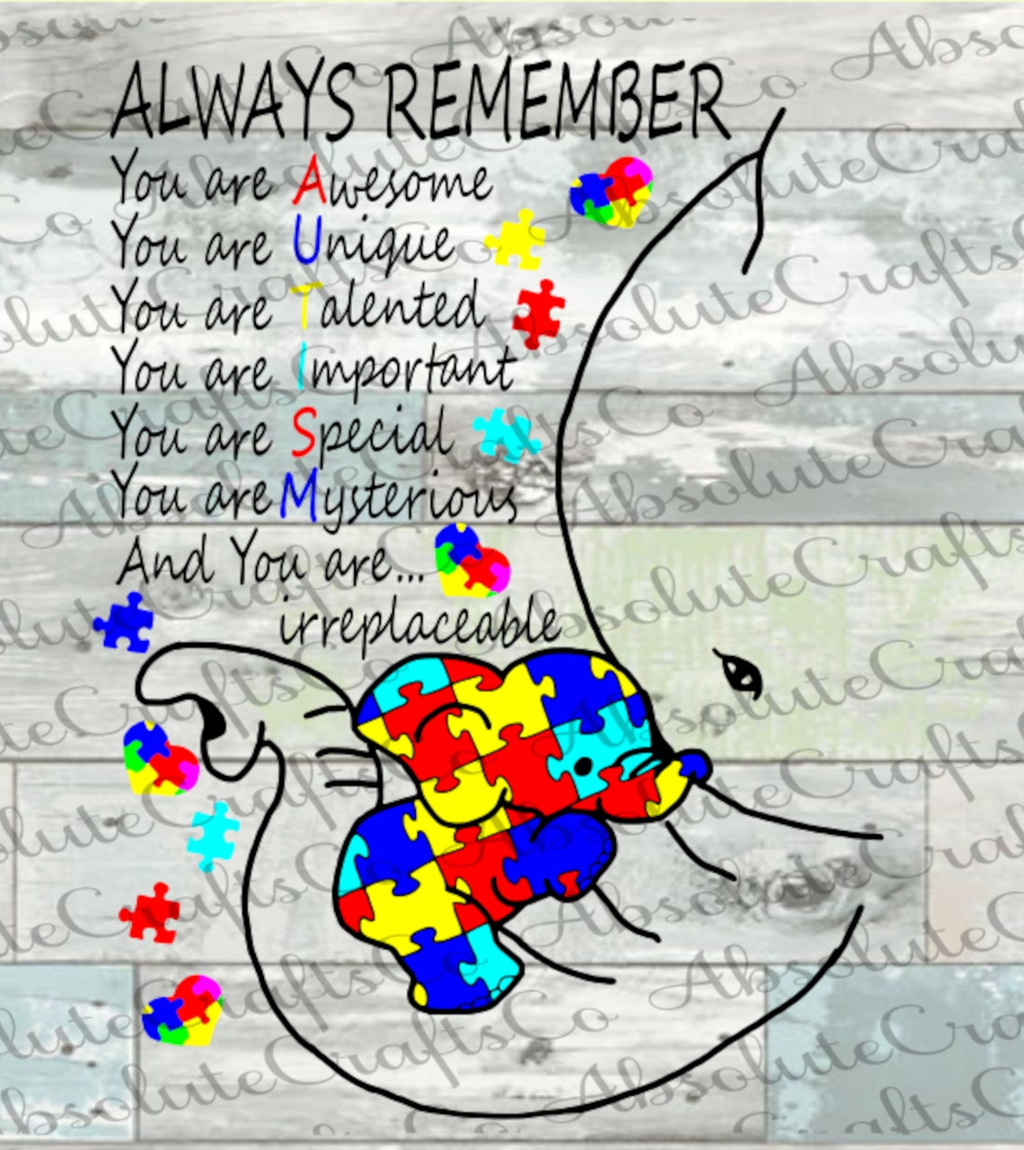 Always Remember Autism Awareness Elephant & Baby SVG PNG | Etsy