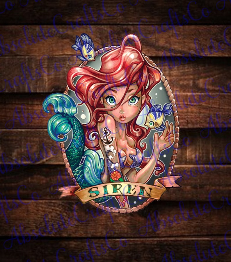 Ariel Mermaid PRINTABLE DECAL Waterslide Sticker | Etsy