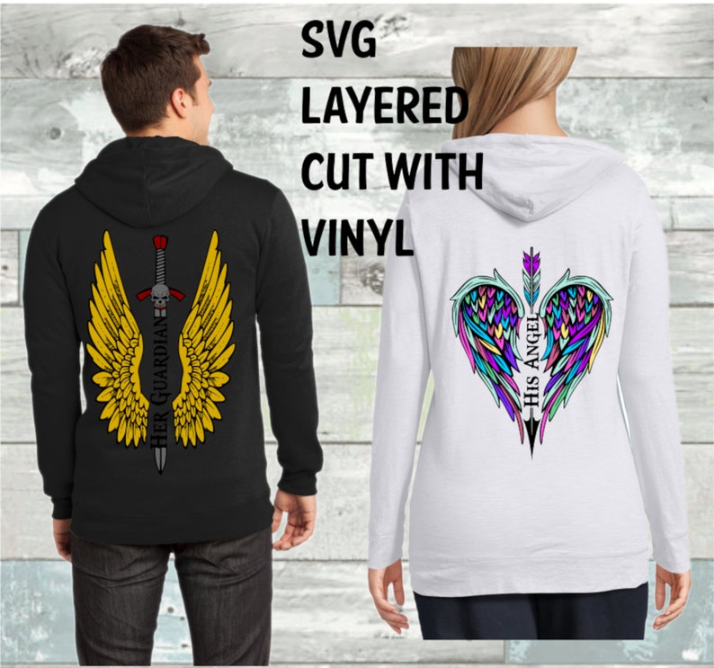 Download Couples His Angel Her Guardian Shirt Decals SVG PNG | Etsy