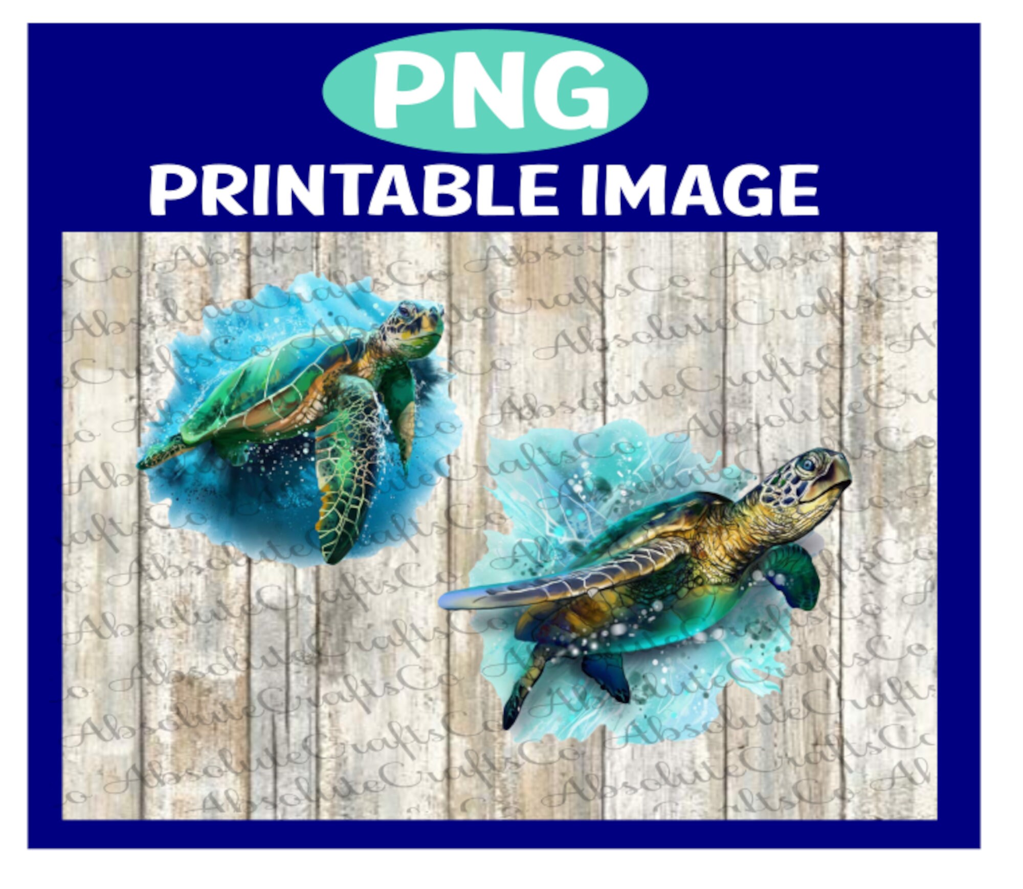 Watercolor Turtles PNG - Sublimation - Waterslide - Sticker - Print t…