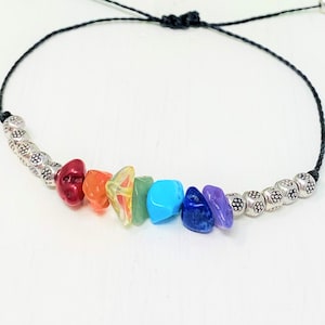 7 Chakra Gemstone Bracelet: Adjustable Energy Healing Boho Jewelry