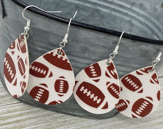 Football Themed Teardrop Shaped Dangle Earrings