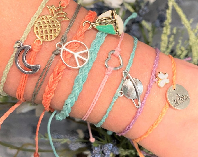 Pura Vida Style Charm Bracelet, Waterproof Friendship Anklet, Choose Charm