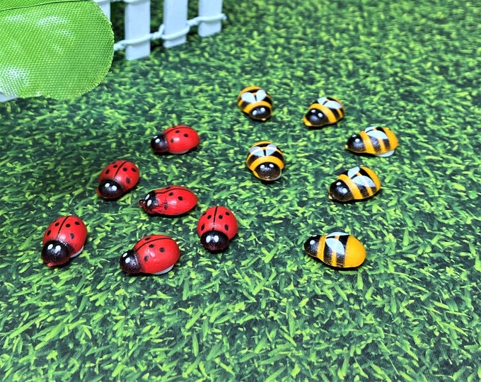Miniature Ladybugs & Bumble Bees: Fairy Garden Accessories