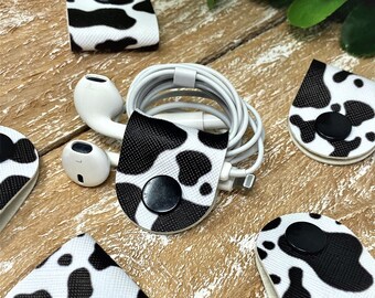 Cow Cord Keeper, Cord Holder, Cow Print, Cord Keeper, Cord Organizer, Earphone Keeper, Travel Accessory, Cow Lovers, Gift, Christmas Gift